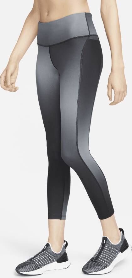 Nike Fast 7 8-hardlooplegging met halfhoge taille kleurverloop zakken voor dames Zwart