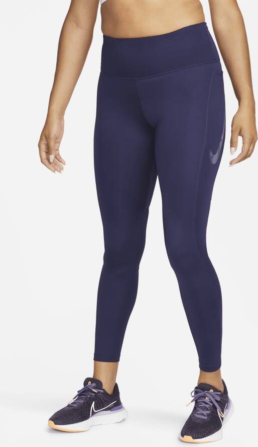 Nike Fast 7 8-legging met graphic halfhoge taille en zakken voor dames Paars