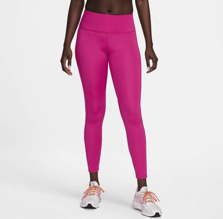 Nike Fast 7 8-legging met graphic halfhoge taille en zakken voor dames Roze