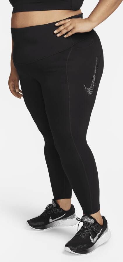 Nike Fast 7 8-legging met halfhoge taille voor dames (Plus Size) Zwart