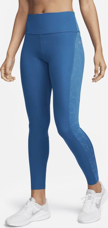Nike Fast 7 8-legging met print halfhoge taille en zakken voor dames Blauw