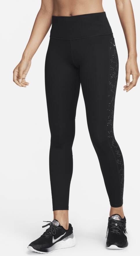 Nike Fast 7 8-legging met print halfhoge taille en zakken voor dames Zwart