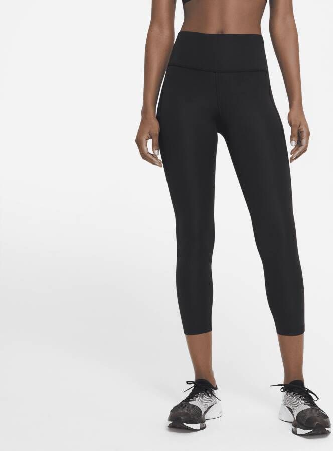 Nike Fast Cropped hardlooplegging met halfhoge taille voor dames Zwart