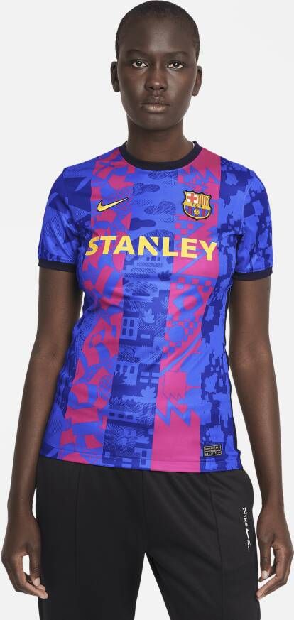 Nike FC Barcelona 2021 22 Stadium Derde voetbalshirt met Dri-FIT voor dames Blauw