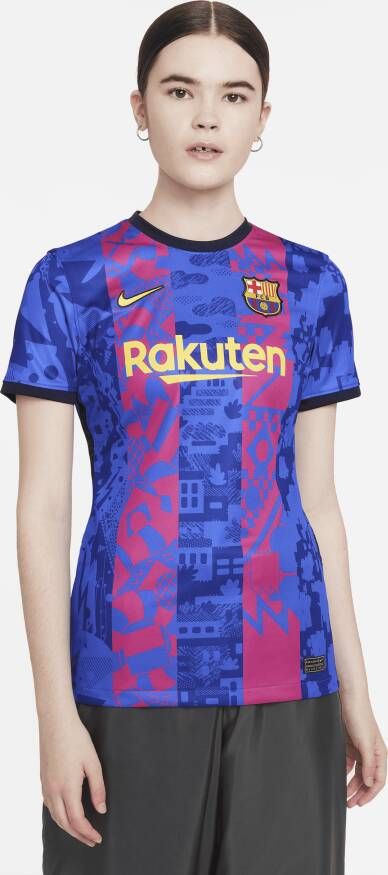 Nike FC Barcelona 2021 22 Stadium Derde voetbalshirt met Dri-FIT voor dames Blauw