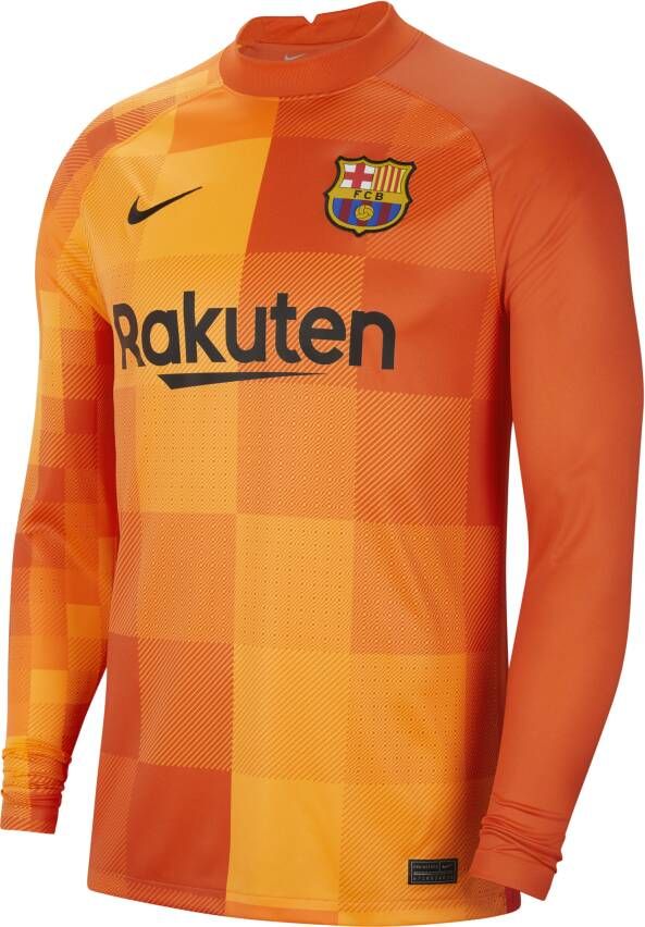 Nike FC Barcelona 2021 22 Stadium Goalkeeper Voetbalshirt met lange mouwen voor heren Oranje