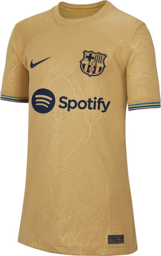 Nike FC Barcelona 2022 23 Stadium Uit Dri-FIT voetbalshirt voor kids Bruin