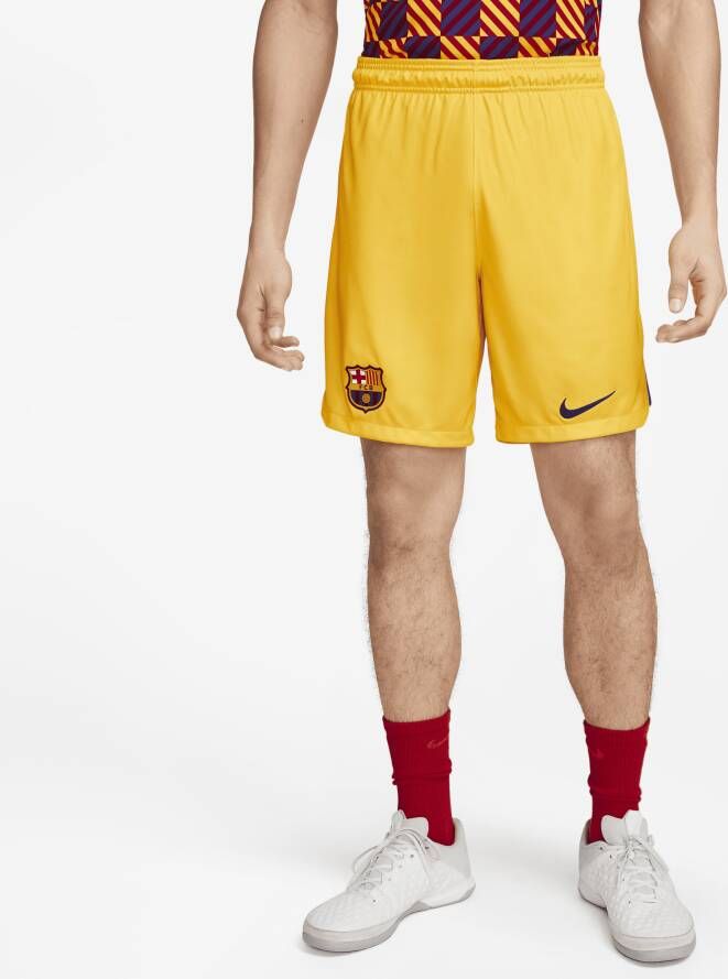 Nike FC Barcelona 2023 24 Stadium Vierde Dri-FIT voetbalshorts voor heren Geel