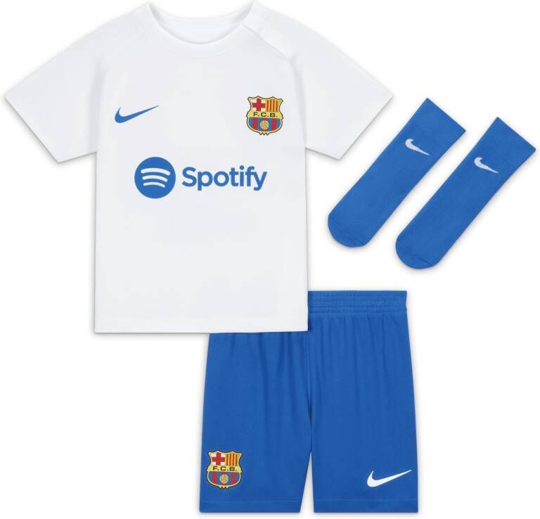 Nike FC Barcelona 2023 24 Vierde Dri-FIT driedelig tenue voor baby's peuters Wit