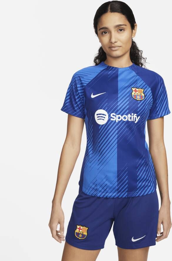 Nike FC Barcelona Academy Pro Dri-FIT warming-uptop voor dames Blauw