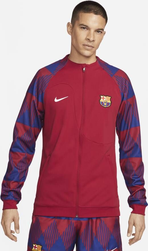Nike FC Barcelona Academy Pro knit voetbaljack met rits over de hele lengte voor heren Rood