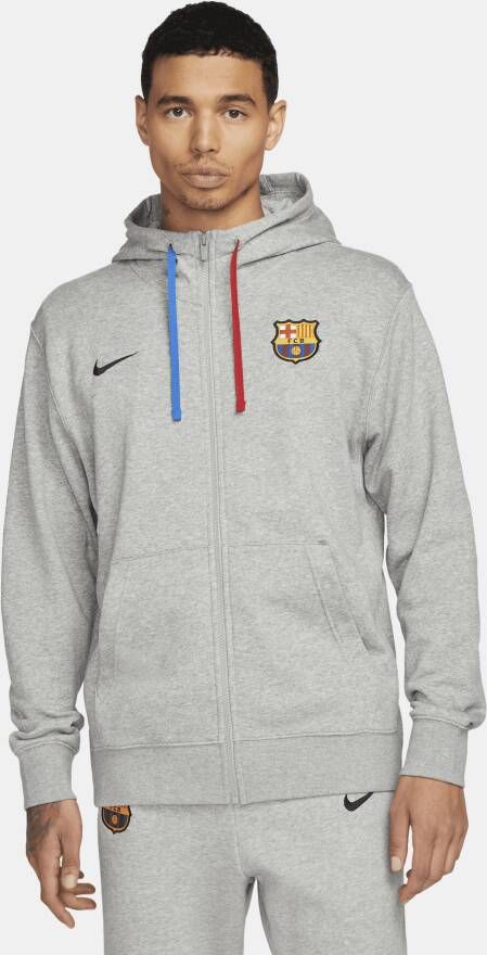 Nike FC Barcelona Club Fleece Hoodie met rits voor heren Grijs