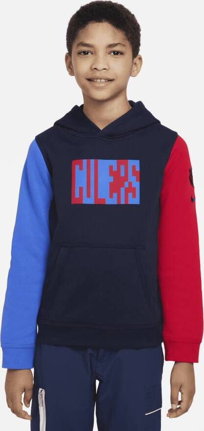 Nike FC Barcelona Club Fleece Hoodie met rits voor kids Blauw