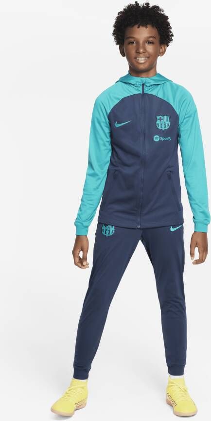 Nike FC Barcelona Strike Derde Dri-FIT knit voetbaltrainingspak voor kids Blauw