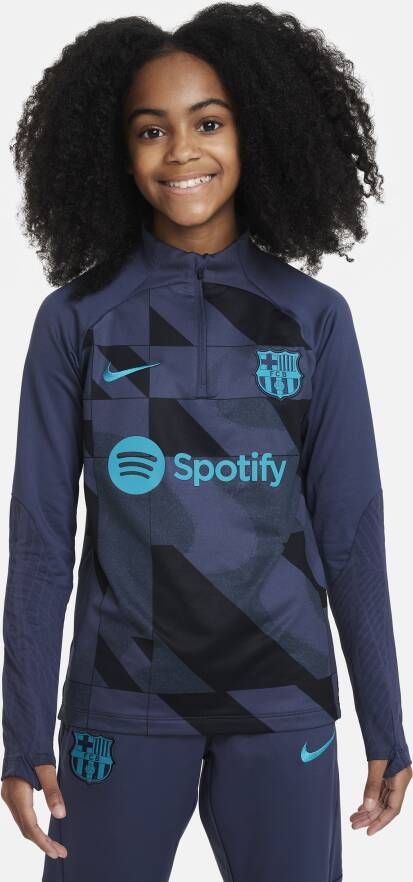 Nike FC Barcelona Strike Derde Dri-FIT knit warming-uptop voor kids Blauw