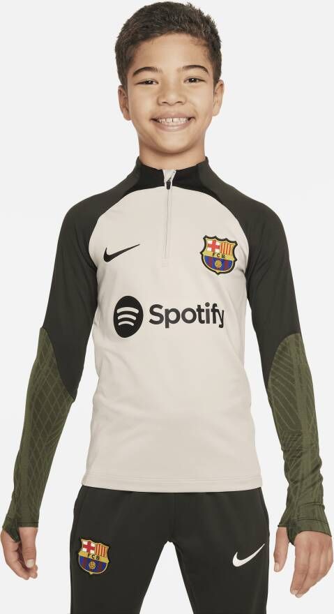 Nike FC Barcelona Strike Dri-FIT knit voetbaltrainingstop voor kids Bruin