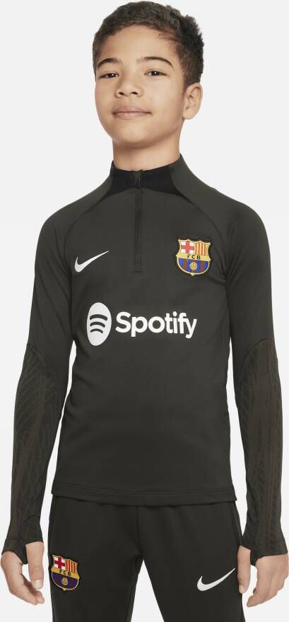 Nike FC Barcelona Strike Dri-FIT knit voetbaltrainingstop voor kids Groen