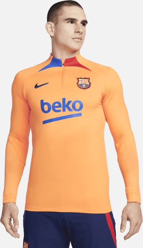 Nike FC Barcelona Strike voetbaltrainingstop met Dri-FIT voor heren Oranje