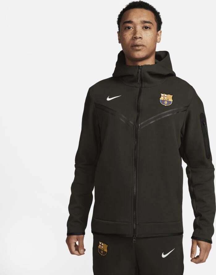 Nike FC Barcelona Tech Fleece Windrunner hoodie met rits over de hele lengte voor heren Groen