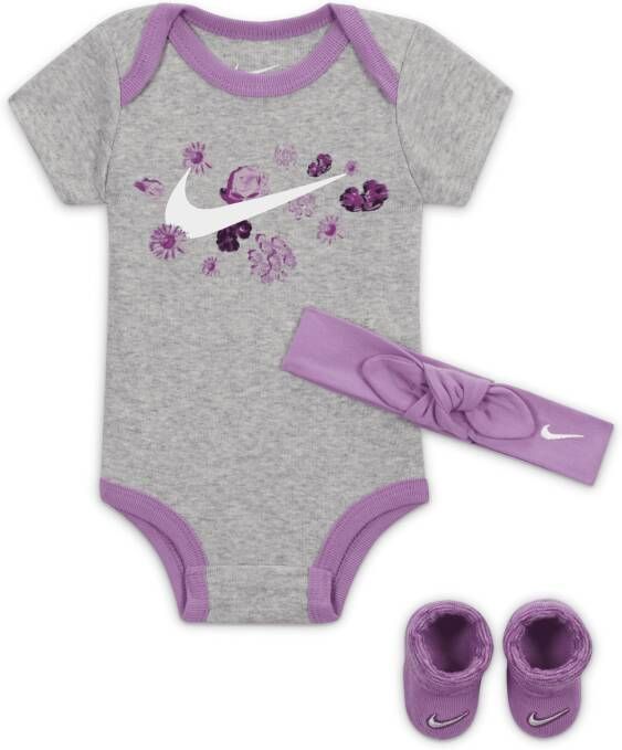 Nike Floral driedelige rompertjesset voor baby's Grijs