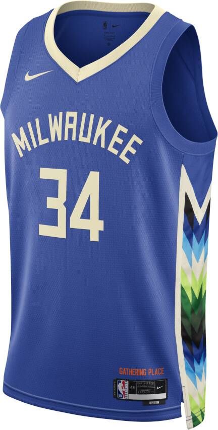 Nike Giannis Antetokounmpo Milwaukee Bucks City Edition Swingman NBA-jersey met Dri-FIT Blauw