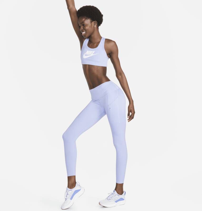 Nike Go 7 8-legging met halfhoge taille complete ondersteuning en zakken voor dames Paars