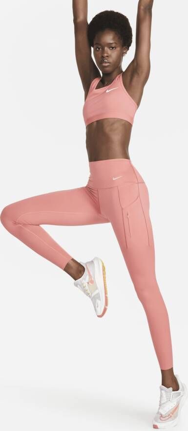Nike Go 7 8-legging met hoge taille zakken en complete ondersteuning voor dames Rood