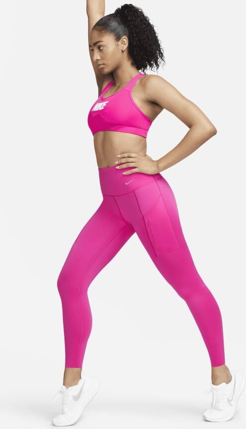 Nike Go 7 8-legging met hoge taille zakken en complete ondersteuning voor dames Roze