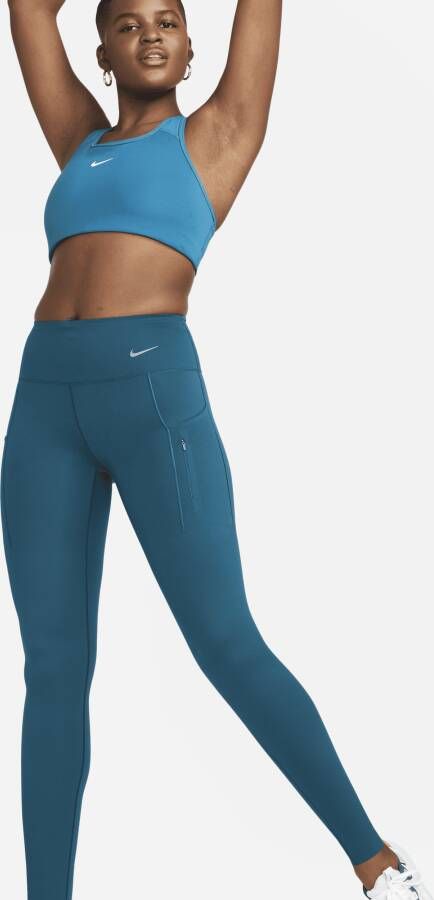 Nike Go Lange legging met halfhoge taille complete ondersteuning en zakken voor dames Blauw