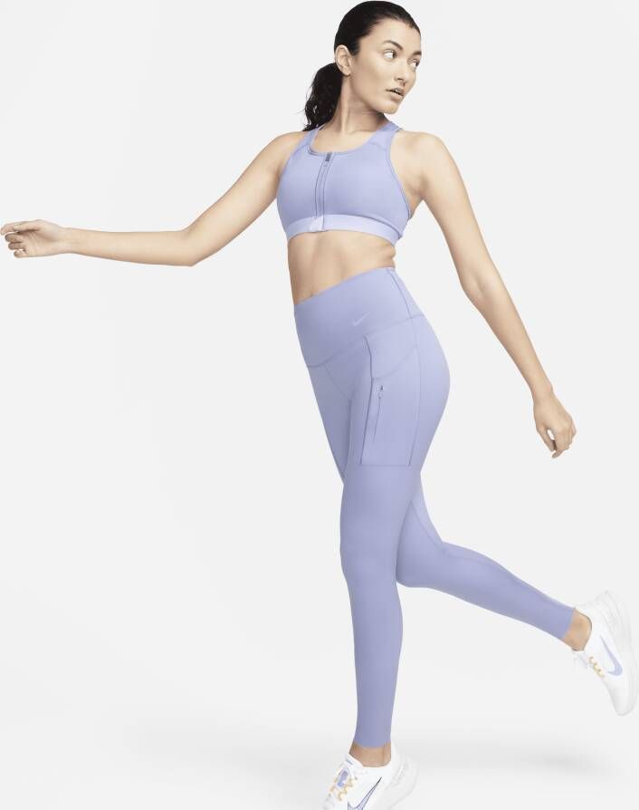 Nike Go Lange legging met hoge taille zakken en complete ondersteuning voor dames Paars