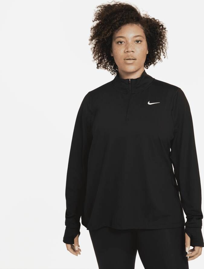 Nike Hardlooptop met halflange rits voor dames (Plus Size) Zwart