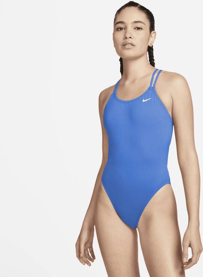Nike HydraStrong Solid zwempak met spiderback voor dames Blauw
