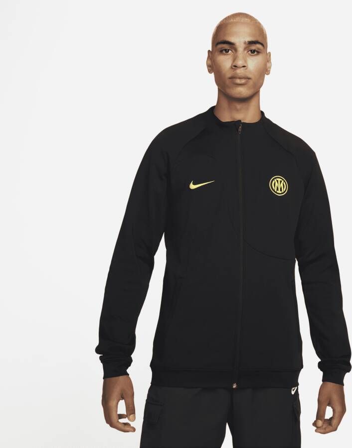 Nike Inter Milan Academy Pro Knit voetbaljack met rits over de hele lengte voor heren Zwart