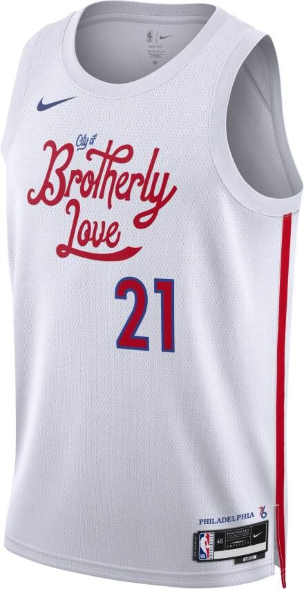 Nike Joel Embiid Philadelphia 76ers City Edition Swingman NBA-jersey met Dri-FIT Wit