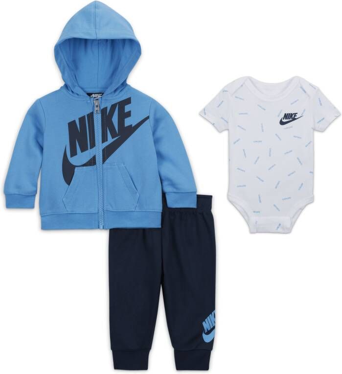 Nike Just Do It Driedelige set met broek voor baby's (3-6 maanden) Blauw