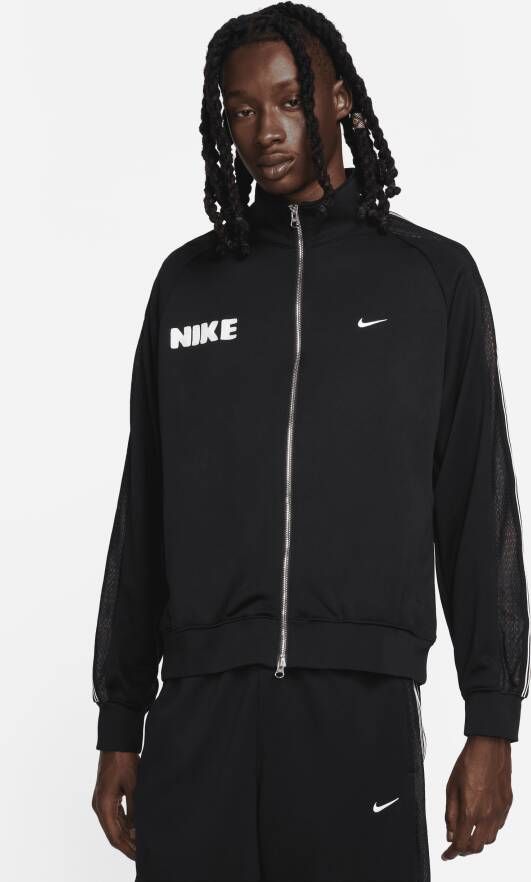 Nike Zwart Wit Trainingsjack met Hoge Hals Black Heren