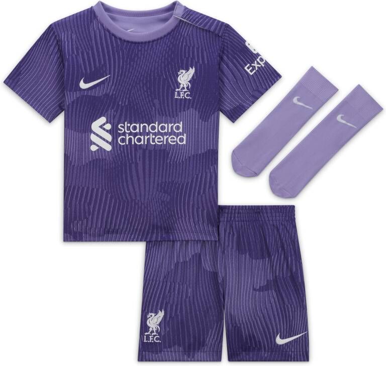 Nike Liverpool FC 2023 24 Derde driedelig voetbaltenue voor baby's peuters Paars
