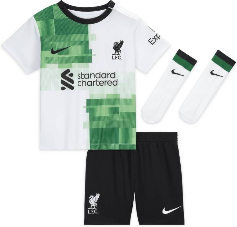 Nike Liverpool FC 2023 24 Uit Dri-FIT driedelig tenue voor baby's peuters Wit