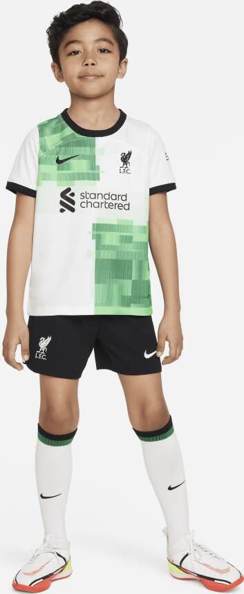 Nike Liverpool FC 2023 24 Uit Dri-FIT driedelig tenue voor kleuters Wit
