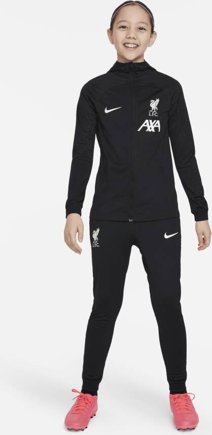 Nike Liverpool FC Strike Dri-FIT voetbaltrainingspak met capuchon voor kids Zwart