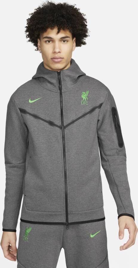 Nike Liverpool FC Tech Fleece Windrunner hoodie met rits over de hele lengte voor heren Grijs