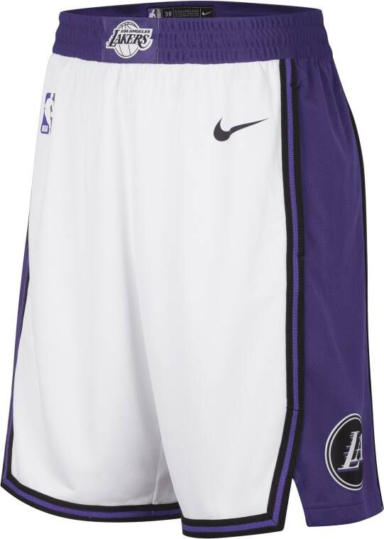 Nike Los Angeles Lakers City Edition Swingman NBA-herenshorts met Dri-FIT Wit