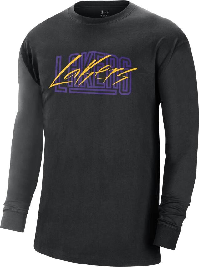 Nike Los Angeles Lakers Courtside Max90 NBA-herenshirt met lange mouwen Zwart