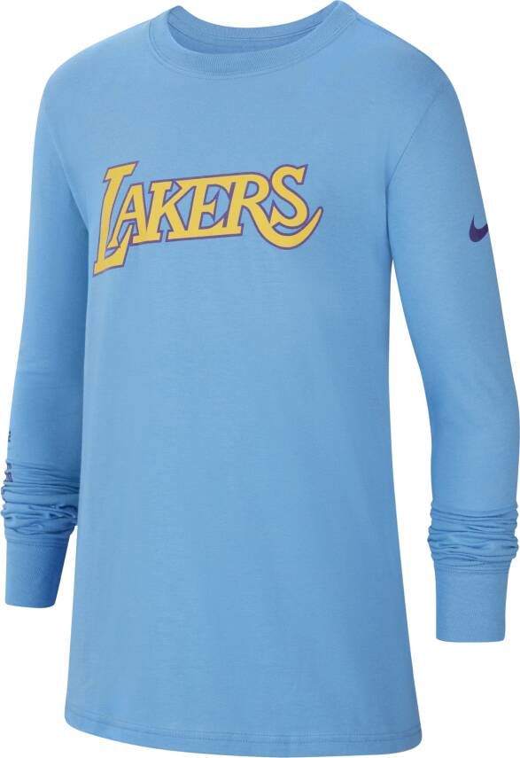 Nike Los Angeles Lakers Courtside NBA-shirt met lange mouwen voor kids Blauw