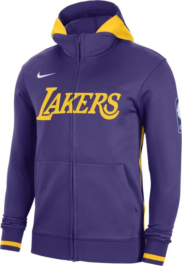 Nike Los Angeles Lakers Showtime Dri-FIT NBA-hoodie met rits over de hele lengte voor heren Paars
