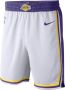 Nike NBA Swingman Basketball Shorts Los Angeles Lakers White Heren - Thumbnail 1