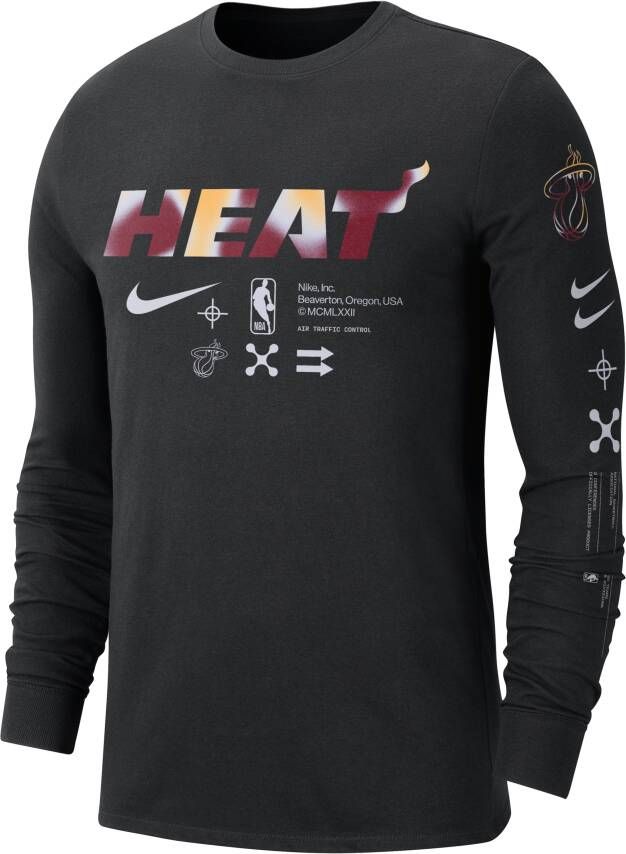 Nike Miami Heat NBA-herenshirt met lange mouwen Zwart