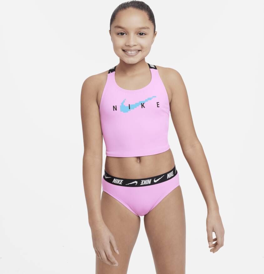 Nike midkinizwemkleding met gekruiste banden voor meisjes Roze