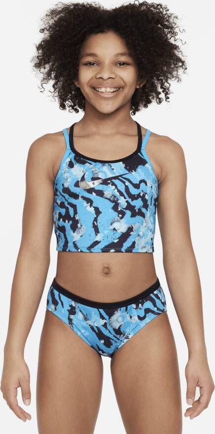 Nike midkinizwemkledingset met gekruiste banden voor meisjes Blauw