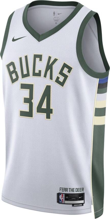 Nike Milwaukee Bucks Association Edition 2022 23 Dri-FIT Swingman NBA-jersey voor heren Wit